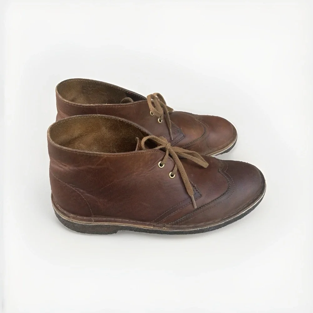 Clarks Original Desert Boot Brown Beeswax Leather Wingtip Chukka Crepe Sole M8